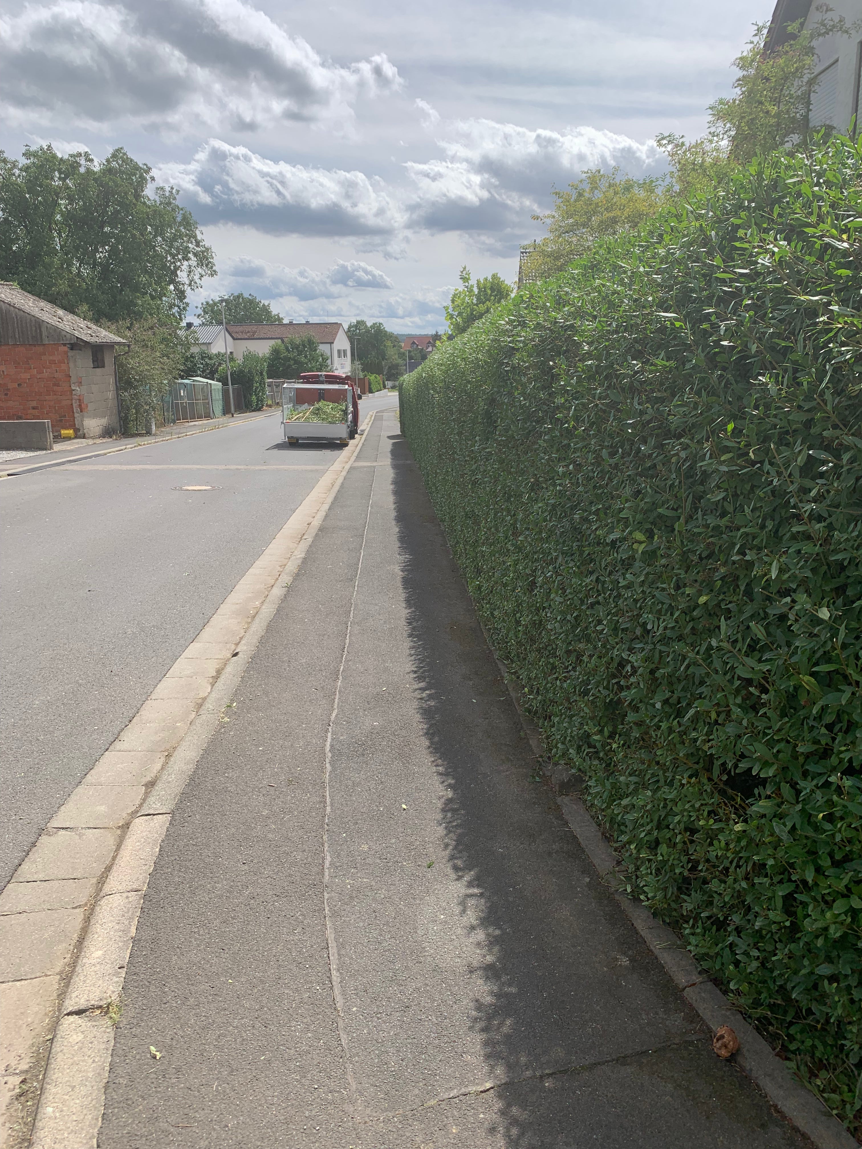 Gepflegter Hausgarten mit Rasen, Hecke und Beeten nach dem Pflegetermin in Schweinfurt