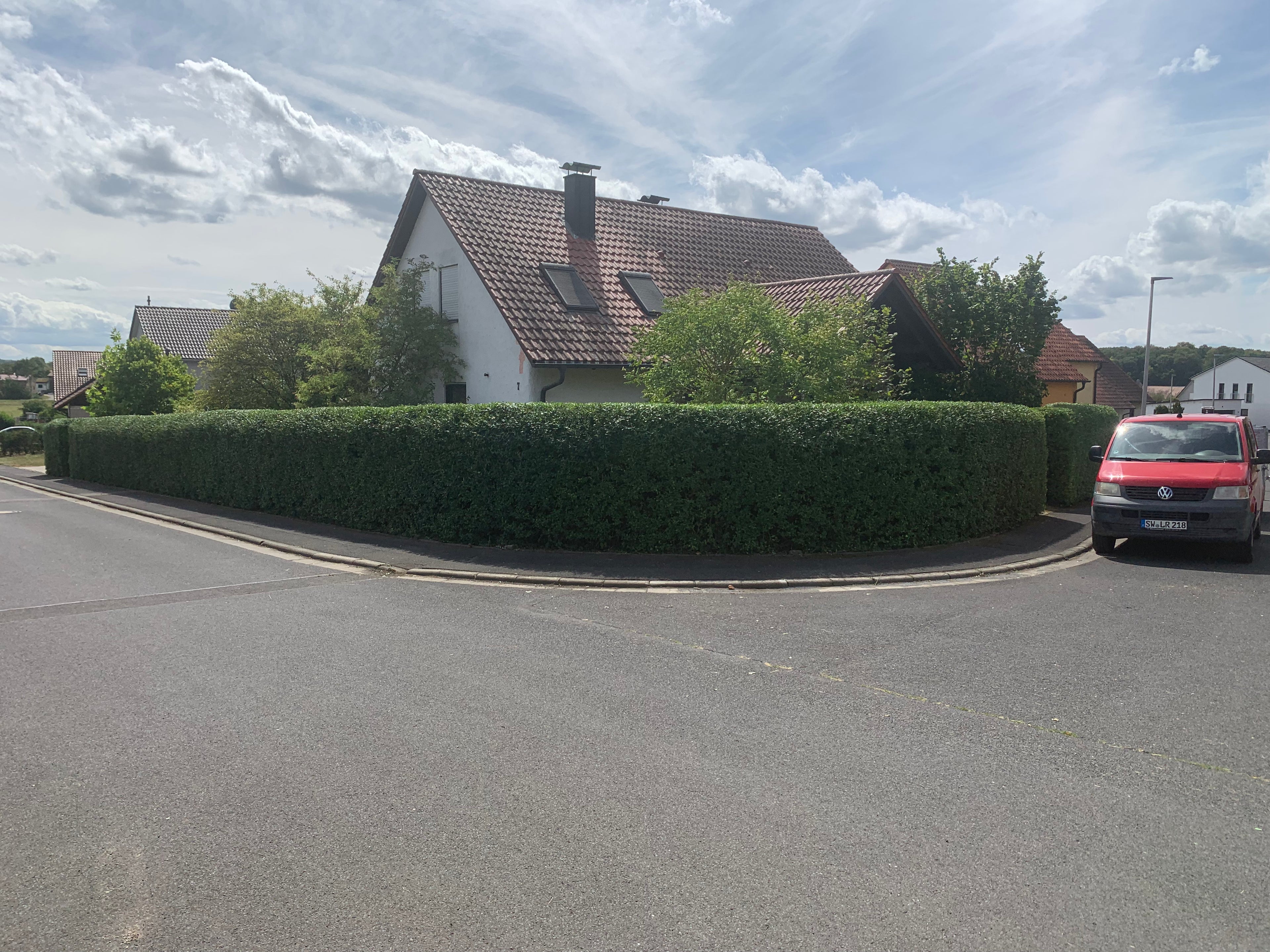 Gerade geschnittene Ligusterhecke nach dem Heckenschnitt in Schweinfurt